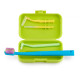 Orthodontic set for care of braces with a monobundle brush, light green